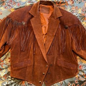 Vintage leather fringe jacket